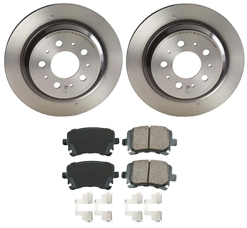 Audi VW Disc Brake Pad and Rotor Kit - Rear (260mm) (Ceramic) (EURO) 8E0698451J - Akebono Euro Ultra-Premium 4118896KIT